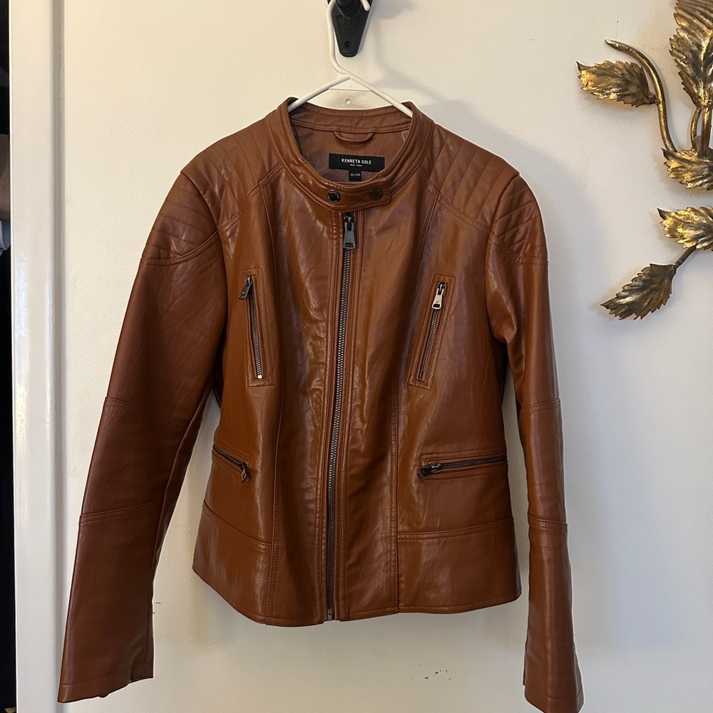 Kenneth Cole Tan Leather Jacket